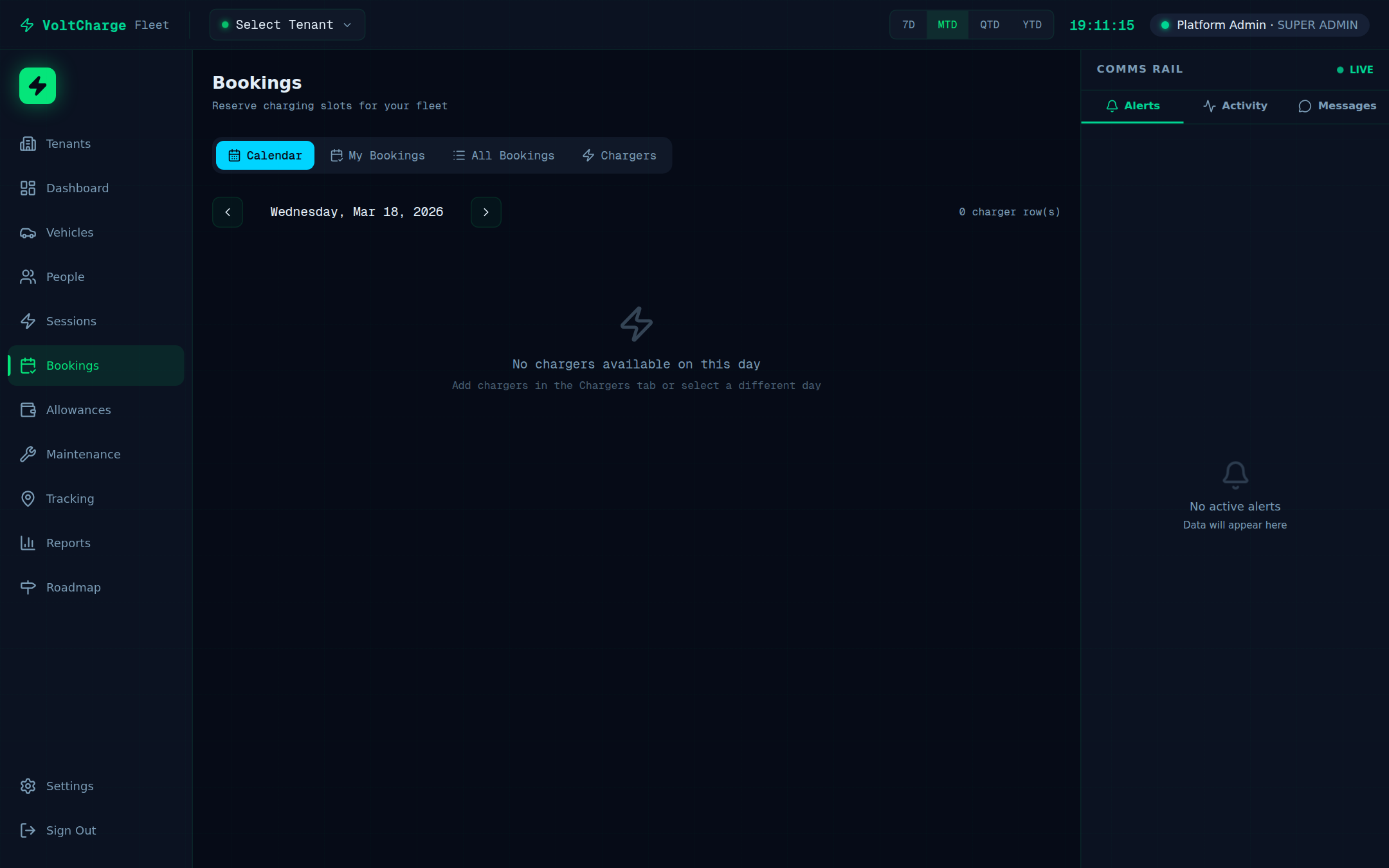Fleet bookings calendar